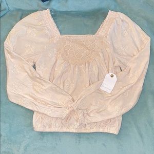 Eyelet embroidered square neck top